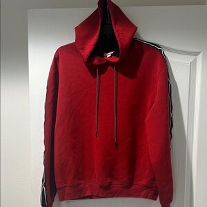 HUNTER red Hoodie with Black and White Stripes